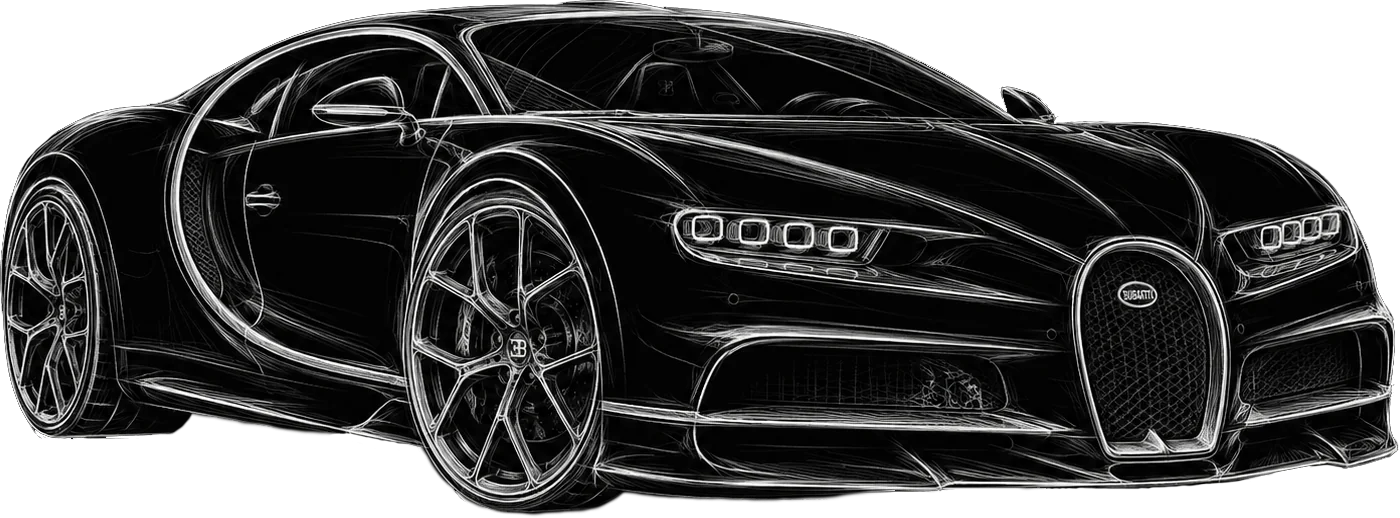 Bugatti Chiron Noire — technical profile sketch